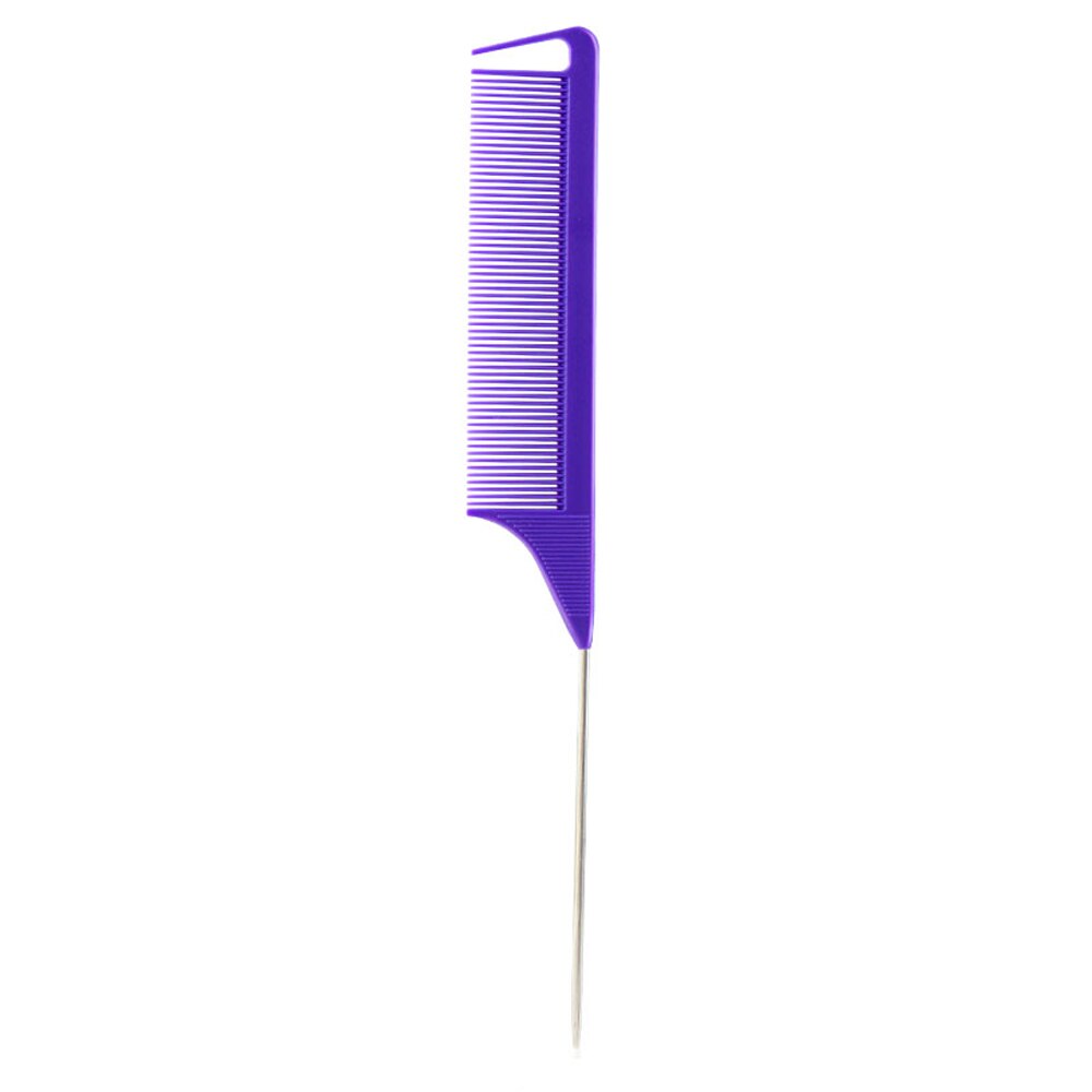 Combs Hair Salon Dye Comb Separate Parting For Hair Styling Hairdressing Antistatic Comb Metal Pin Hair Style Rat Tail Comb: purple