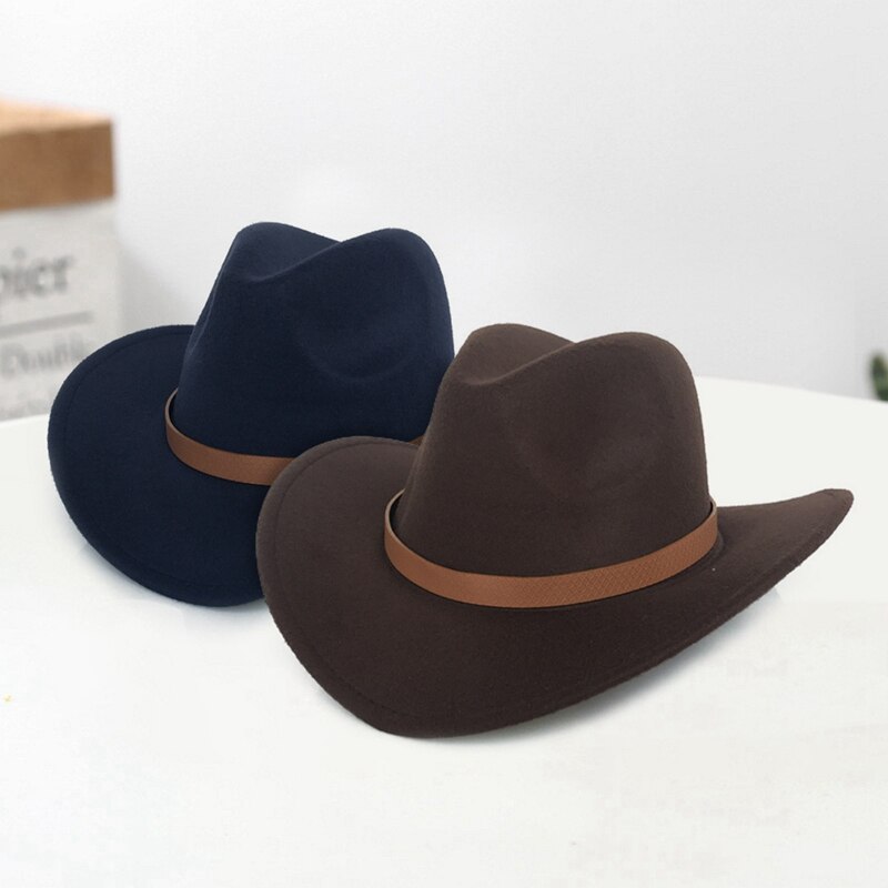 Fringed Belt Western Cowboy Hat Jazz Hat Woolen Hat Felt Hat Men Women Western Cowboy Hats Wide Brim Sunhat Panama Caps