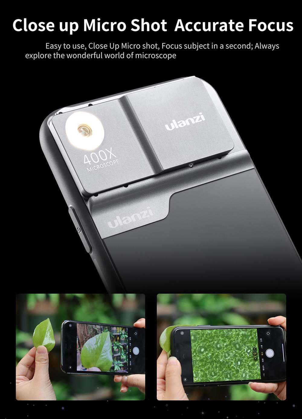 Ulanzi Wiederaufladbare 400X Mikroskop Telefon Objektiv Bausatz für iPhone 11 Profi Max mit Batterie LED Überträgt Licht 400X DH Optische objektiv