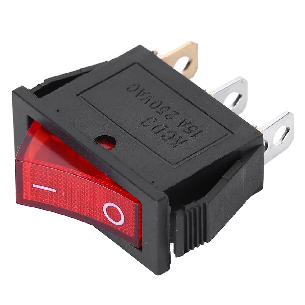 power meter energy meter 10PCs 3‑ Pin Switch Rocker On/Off Red Light 2‑ Position KCD3 Household Appliances
