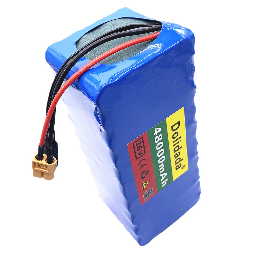 XT60 plug 36V battery 10S4P 48Ah battery pack 500W high power battery 36V48000mAh Ebike electric bicycle BMS