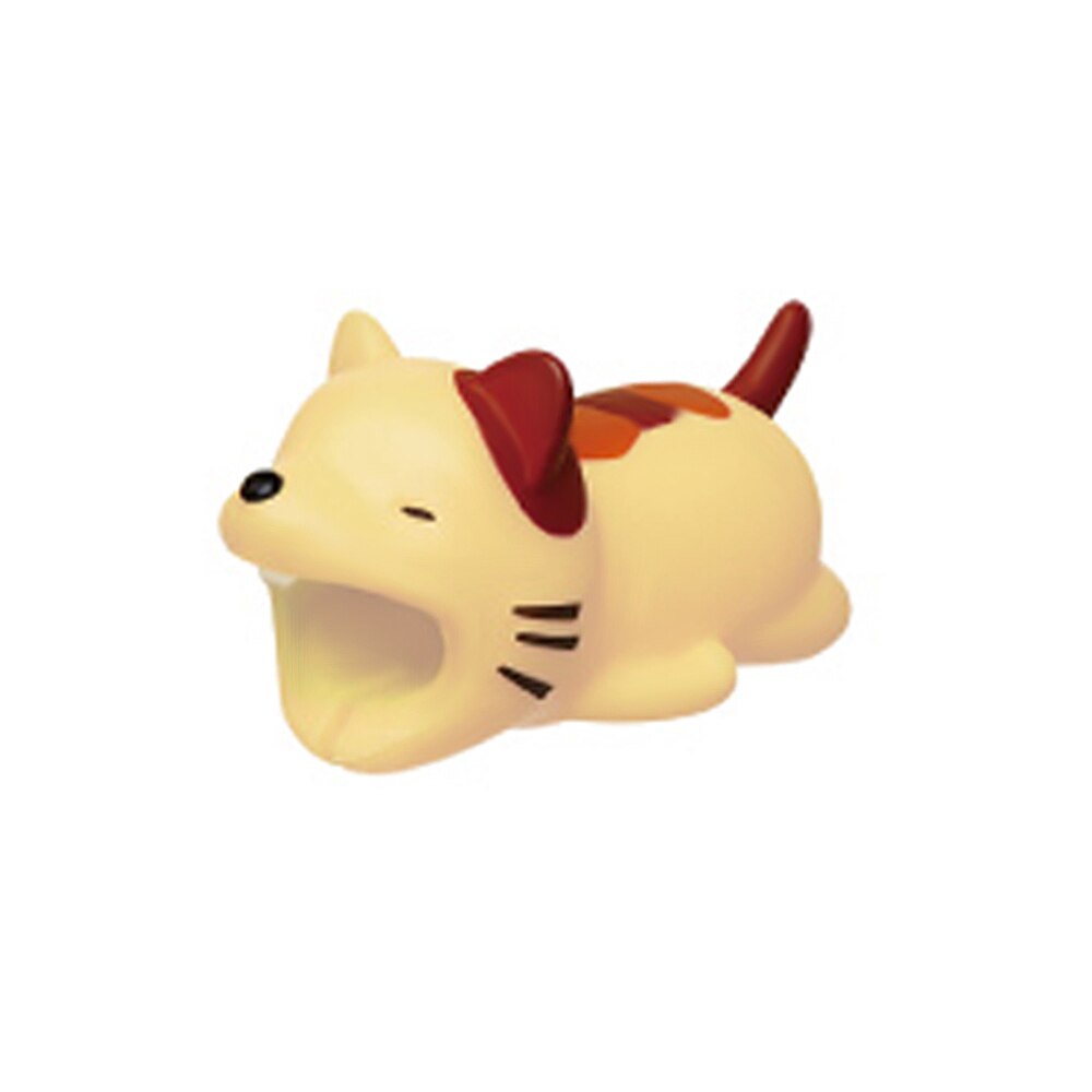 Cute Animal Bite USB Cable Protector Data Line Cord Protector Case Cable Winder Cover For iPhone X Android Charging Cable: Cat
