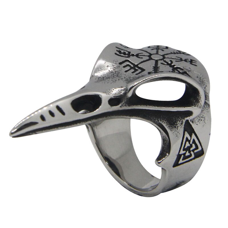 Nieuwste schedel herenring 316l roestvrijstalen vogelschedel heren coole ring