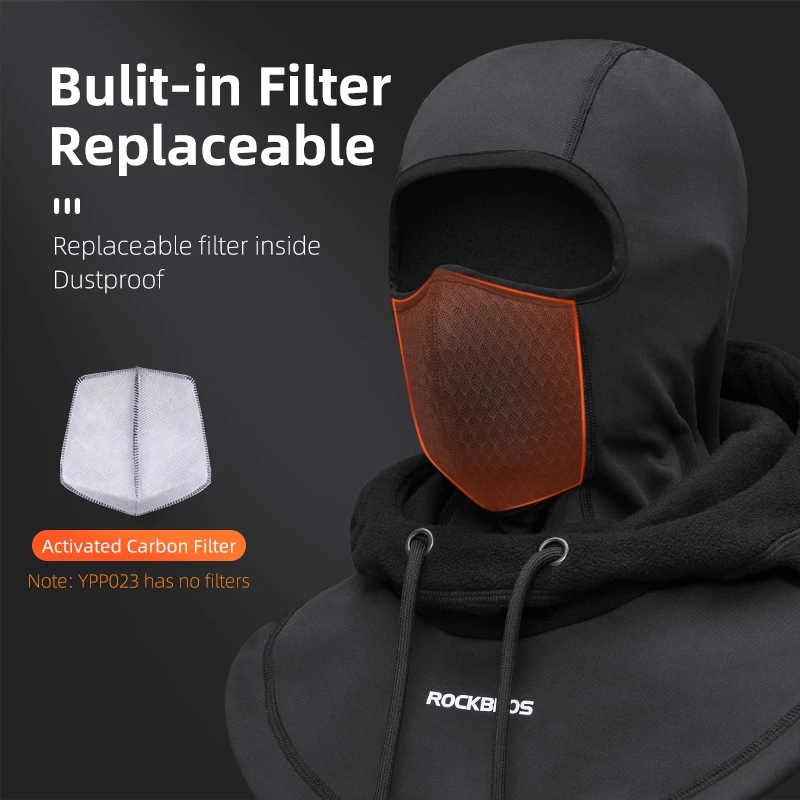 ROCKBROS-mascarilla de ciclismo para hombre y mujer, pasamontañas cálido a prueba de viento, máscara de lana de doble capa para motocicleta y Scooter, Invierno