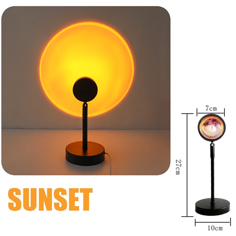 Applique murale à Led avec projecteur de couleur arc-en-ciel et USB, luminaire décoratif d'intérieur, idéal pour un salon ou une chambre à coucher: 7cm Sunset