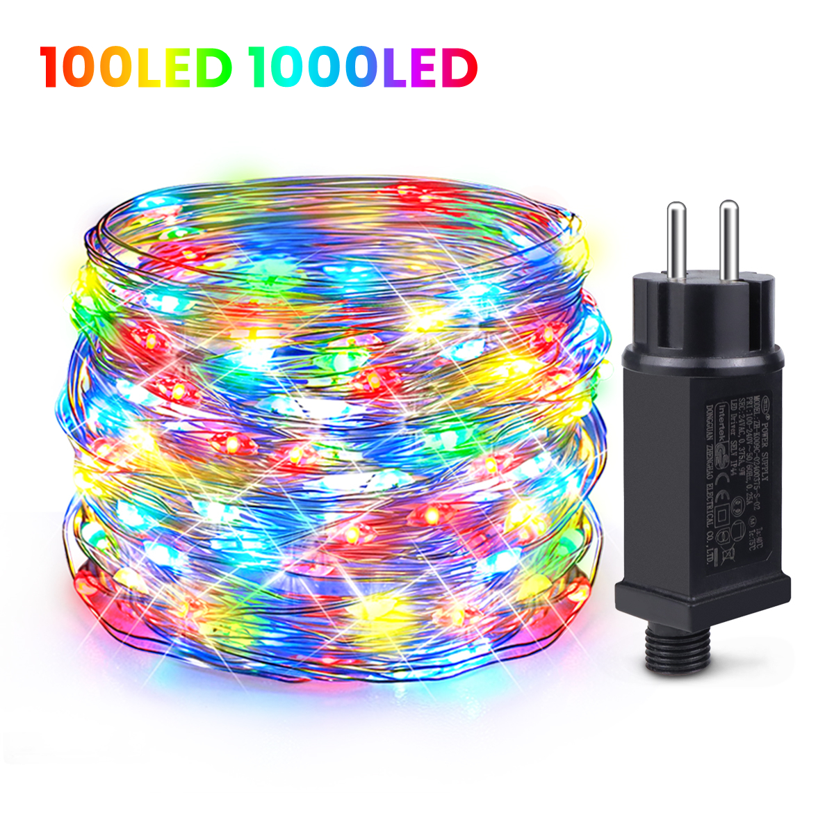 Guirnalda de luces LED de 10M-100M, guirnalda de luces de alambre de cobre, cadena de luces de hadas impermeables de 220V y 110V, decoración impermeable para fiestas de cumpleaños