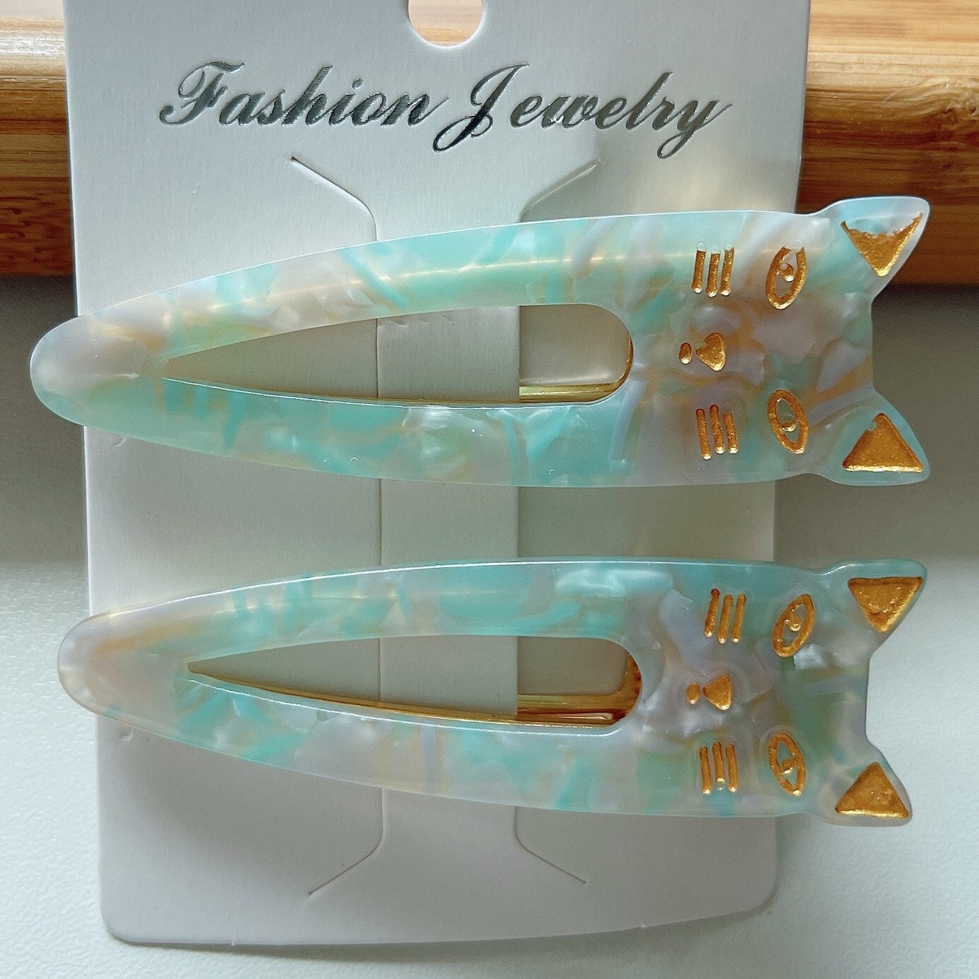 Clip de pico de pato con forma de gato de acetato, 2 piezas, horquillas acrílicas multicolores, accesorios para el cabello: 3