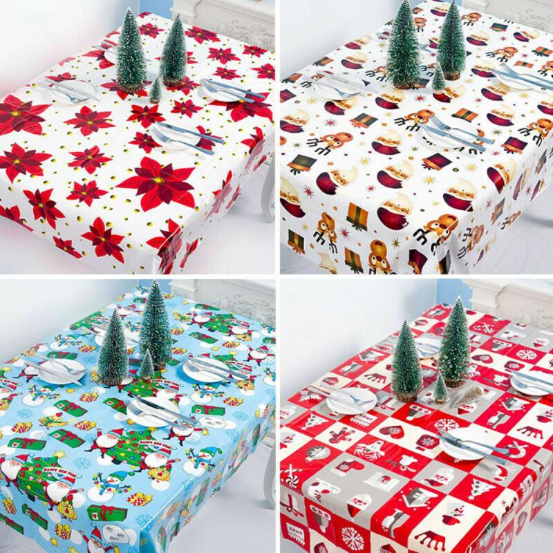 Kerst Desktop Levert Pvc Xmas Gedrukt Wegwerp Tafelkleed Voor Thuis Party Kerst Eettafel Decoraties