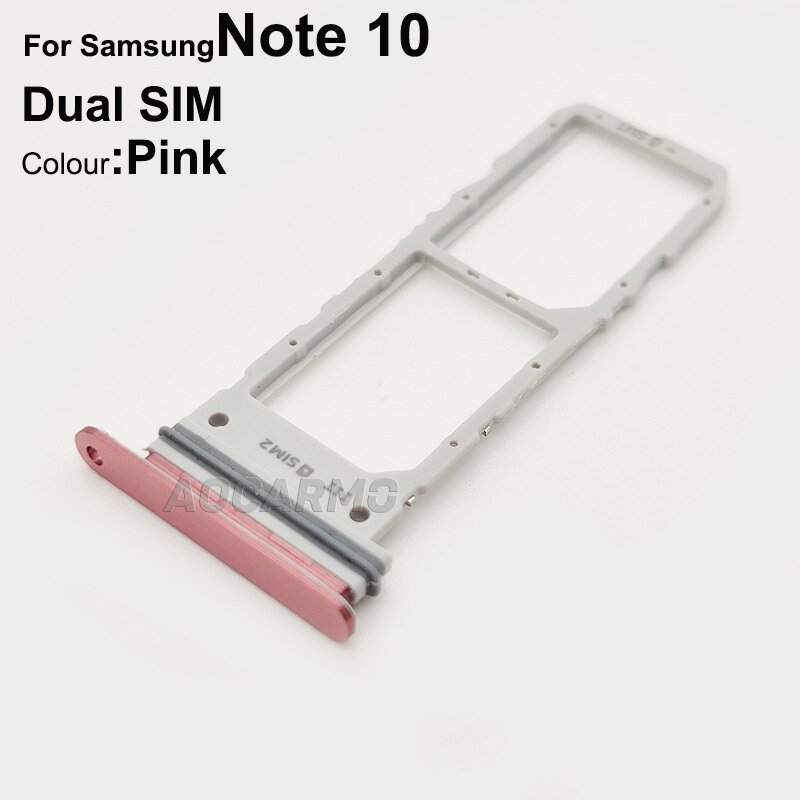 Aocarmo Enkele Sim Dual Sim Metalen Plastic Nano Sim Card Tray Microsd Slot Houder Voor Samsung Galaxy Note 10 Note X SM-N9700