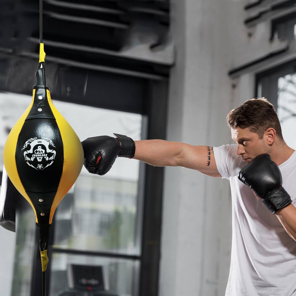 Double End Boxing Ball PU Pear Boxing Bag Reflex Double End Boxing Dodge Speed Ball Inflatable Floor to Ceiling Punching Bag
