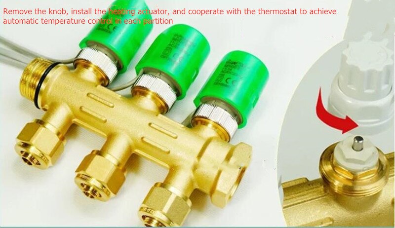220v 110v nej nc normalt åben lukket elektrisk termisk aktuator ventilhoved til termostatmanifold gulvvarmeradiator