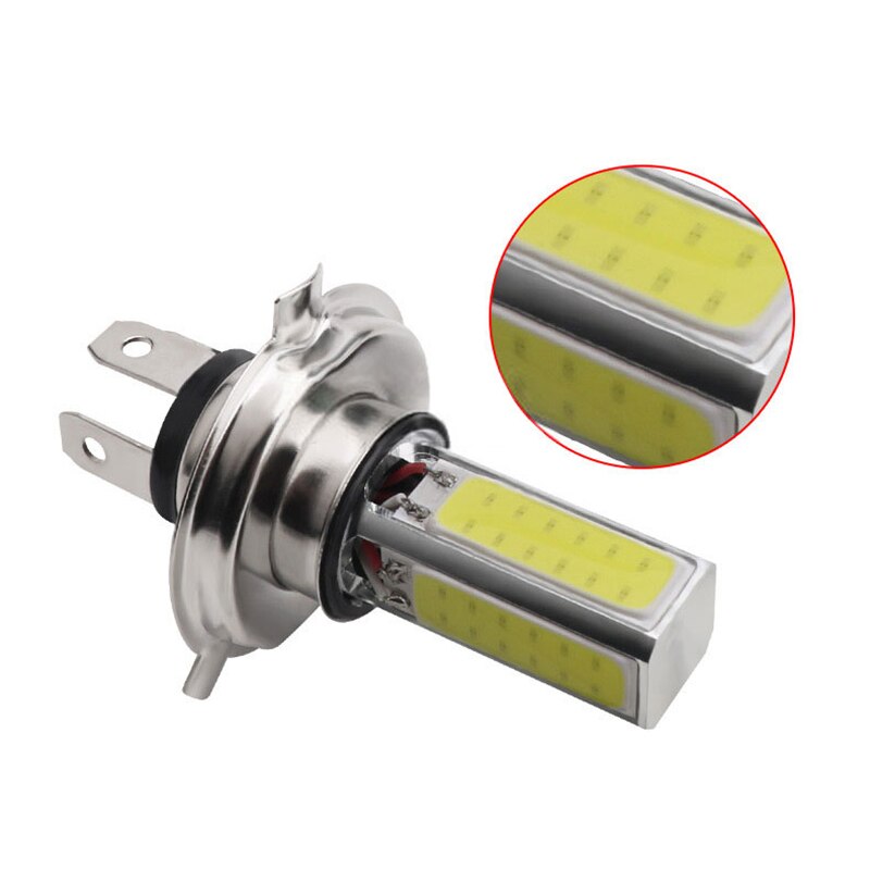 1Pcs Led Motorfiets Koplamp Lampen Cob 20W H4/BA20D/P15D 600LM 12V Motorfiets Elektrische Voertuig koplamp Lampen