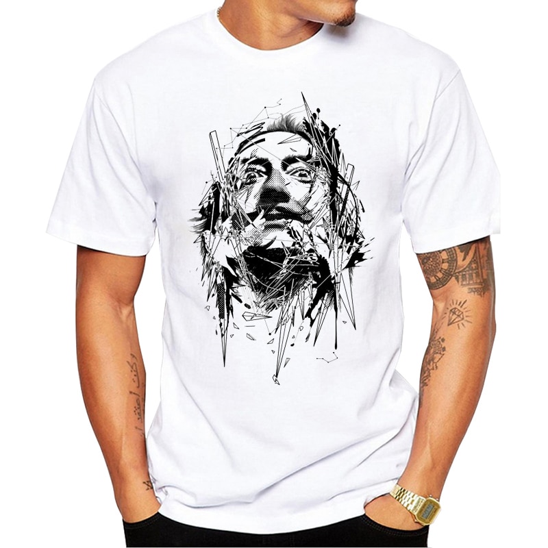 Teehub hipster dali mænds t-shirt trist mand trykt tee kortærmet afslappet t-shirts sjovt tee: Xxxl