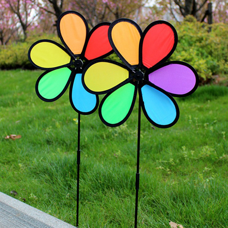 1Pc Kleurrijke Regenboog Dazy Bloem Spinner Wind Windmolen Tuin Yard Outdoor Decor