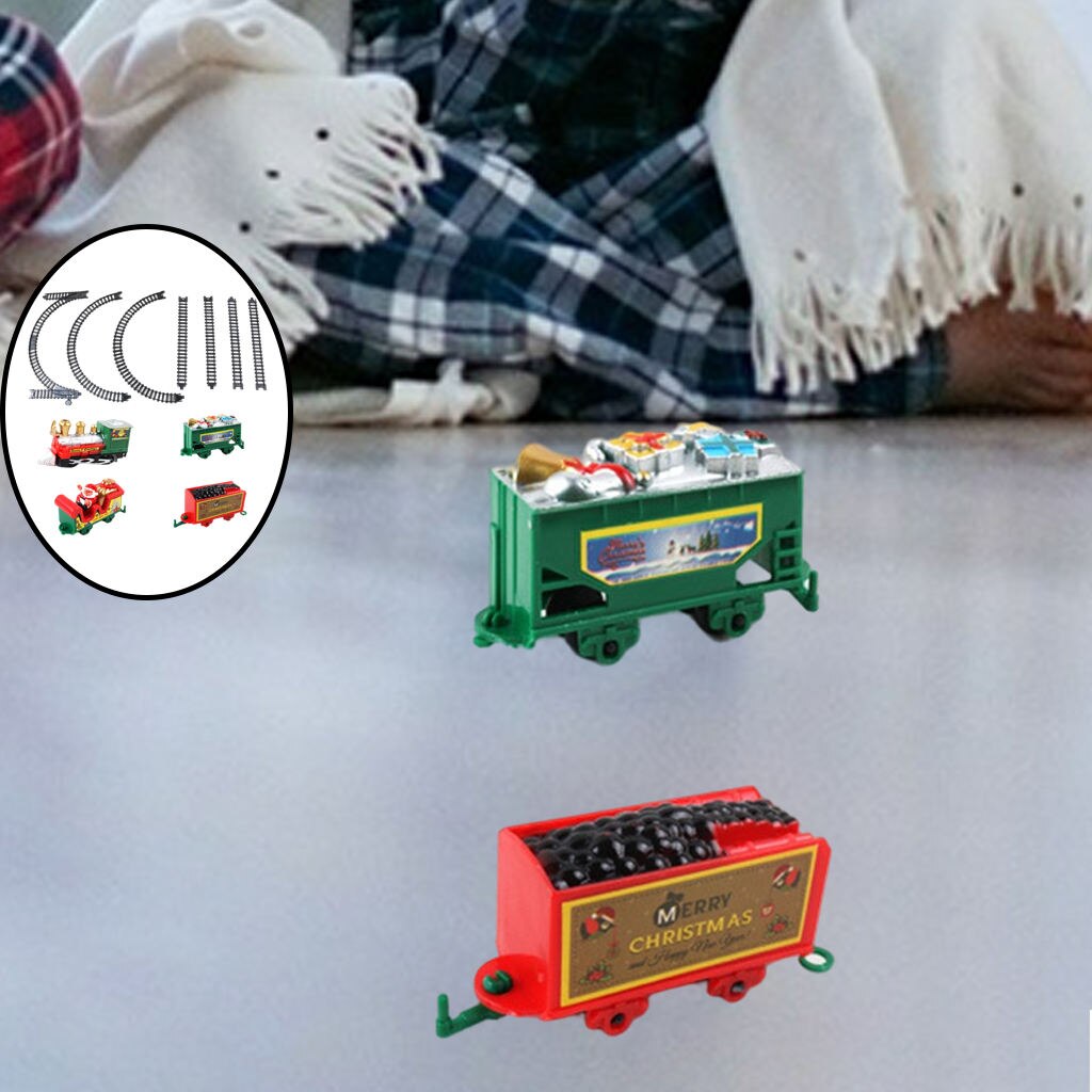 Juego de vías de tren eléctrico de Navidad, 11 piezas, con carro de Papá Noel, juguete para niños, decoración para