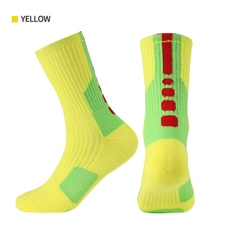 Professionele Sport Basketbal Sokken Voor Running Comfortabele Ademend Thicknon-Slip Elastische En Niet-Fading: Geel