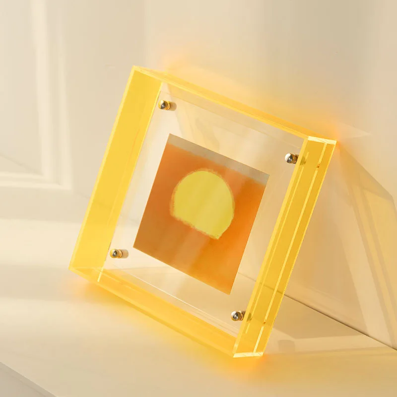 Floating Picture Frame Neon Acrylic Translucent Colorful Decorative Photo Frame for Desk Wall Mounting Tabletop Decoration: 7 inch / Burgundy