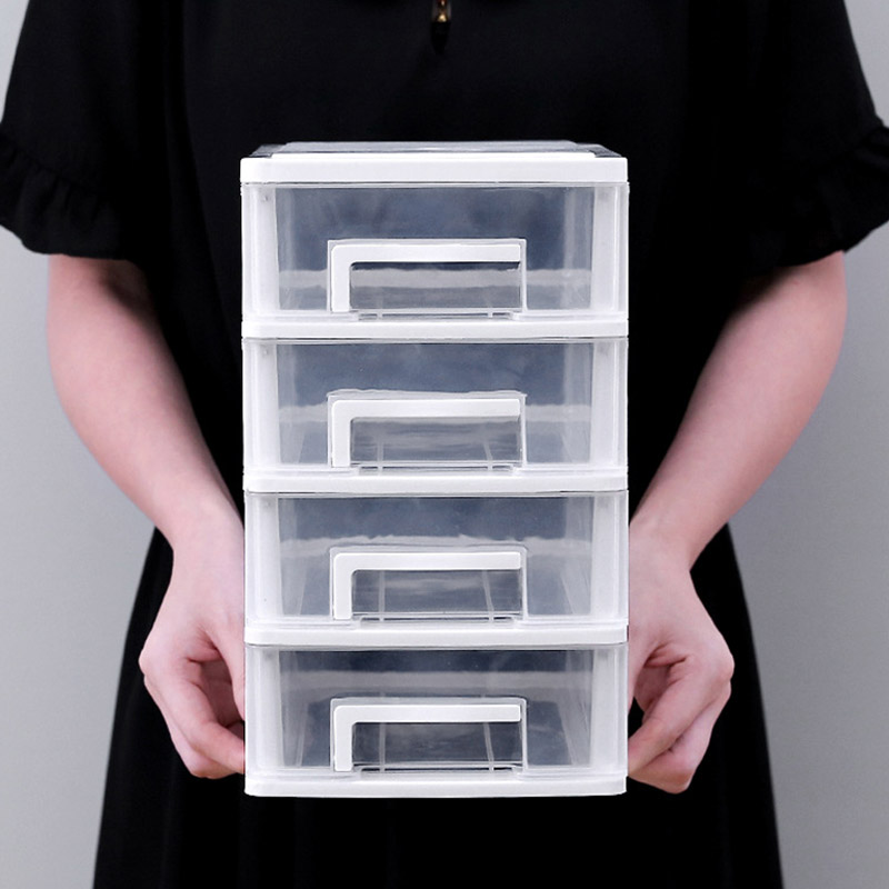Plastic Desktop Drawer Transparent Sundries Small Objects Storage Case Organizer 3/4 Layers for Home Office Use EL