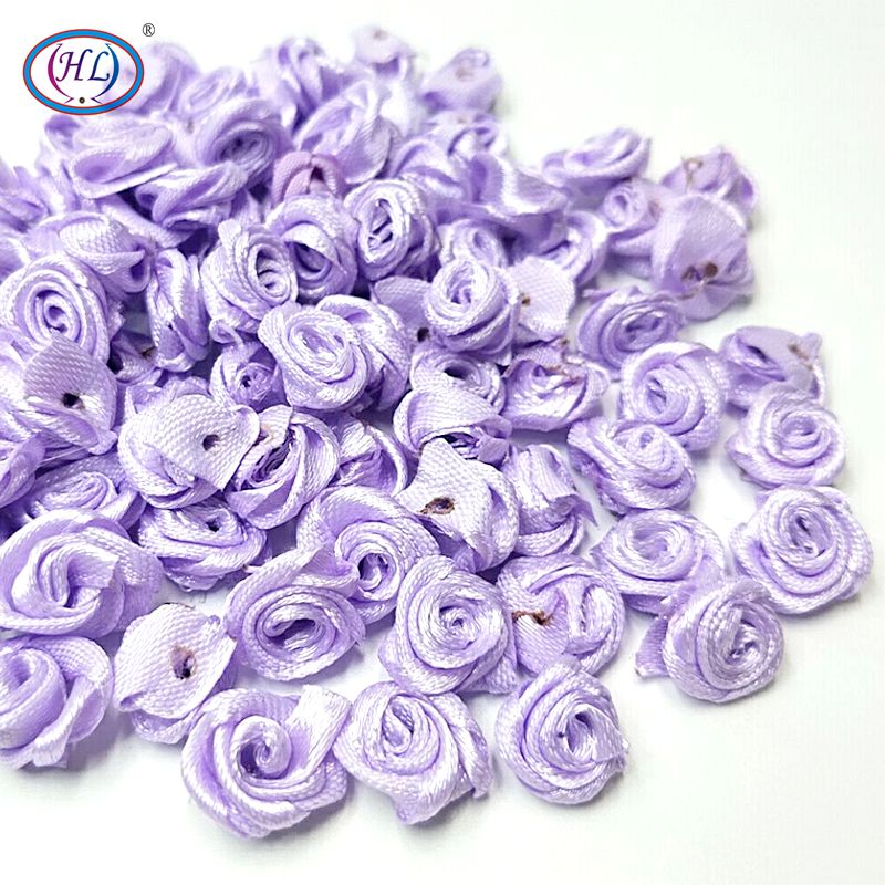 HL 60 pièces 15mm ruban Rose fleurs bricolage Appliques décorations de mariage artisanat fournitures beaucoup de couleurs: purple
