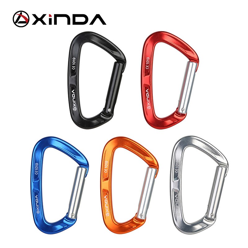 XINDA 25KN Rock Climbing Straight Quickdraw Spring-loaded Gate Aluminum Carabiner Outdoor Kits: 5pcs