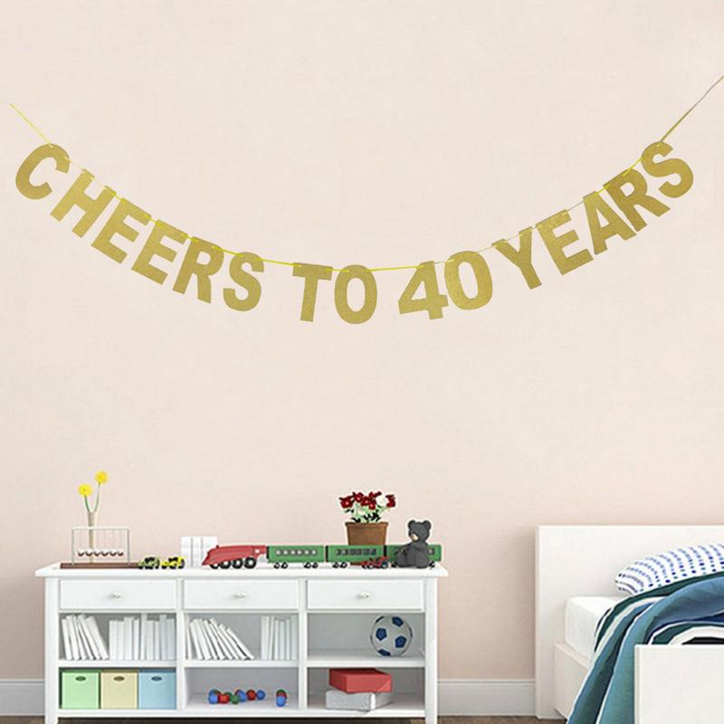 Gold Glitter Banner "cheers to 10/20/30/40/50/60/70/80/90 years" Garland Birthday Wedding Anniversary Party Celebration Supplies