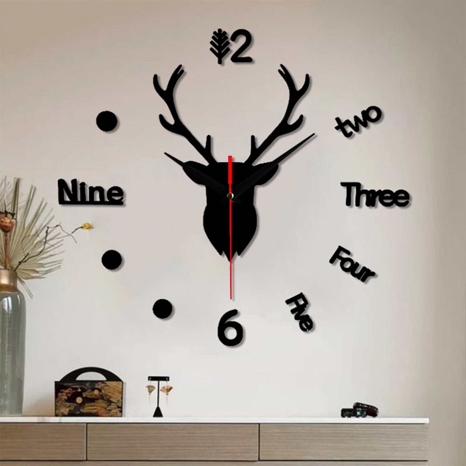 3d Wall Clock Mirror Wall Stickers Deer Head Diy Large Wall Clock Quartz Watch Art Decal Sticker Living Home Decor