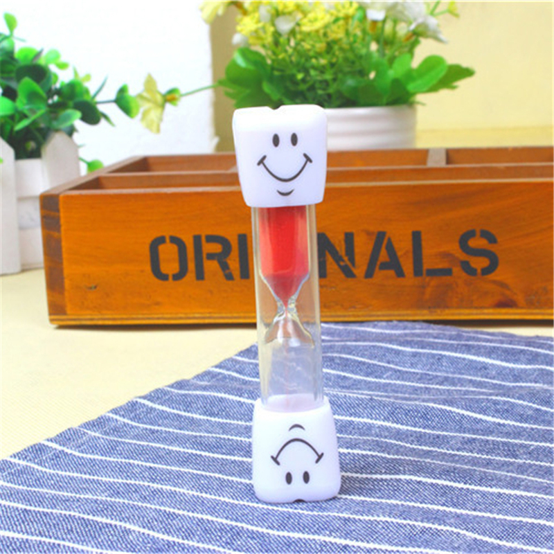 Children Kids Sandglass Toys Tooth Brushing Timer 3 Minutes Smiling Face Sandglass Hourglass Timer Toy Chronograph reminder toys: red