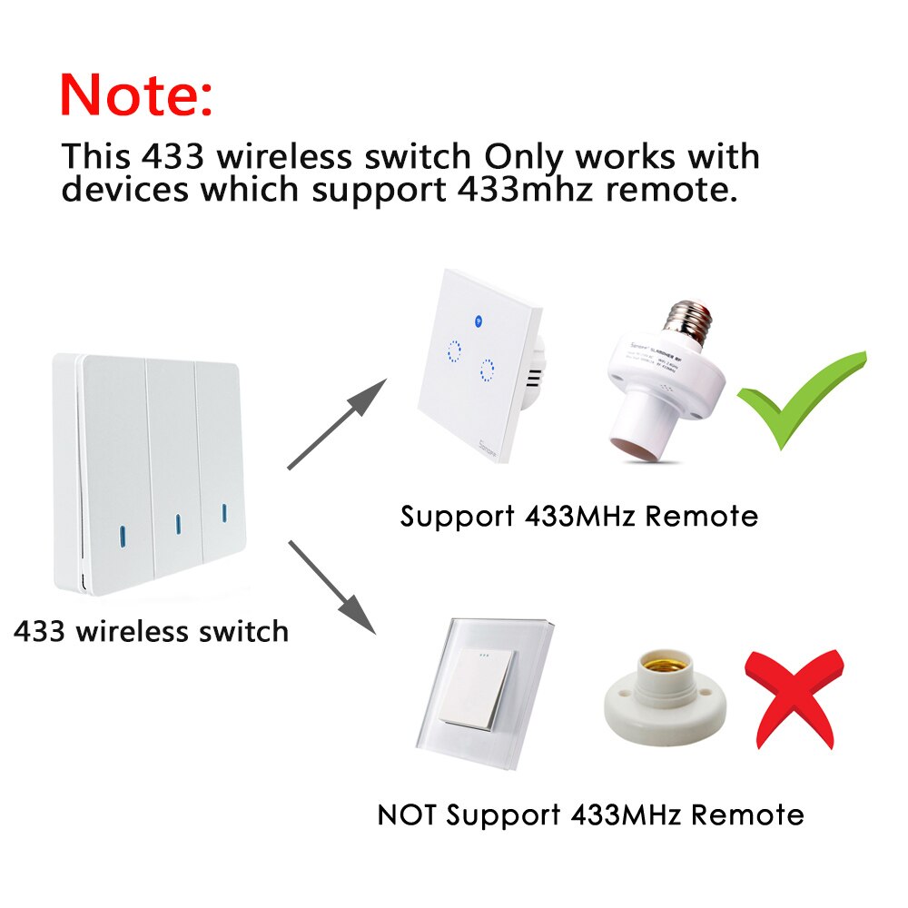 433Mhz Afstandsbediening Draadloze Schakelaar Voor Sonoff T1 Eu Uk Sonoff 4CH Pro R2 Slampher 433.92Mhz Rf Afstandsbediening control Light Switch