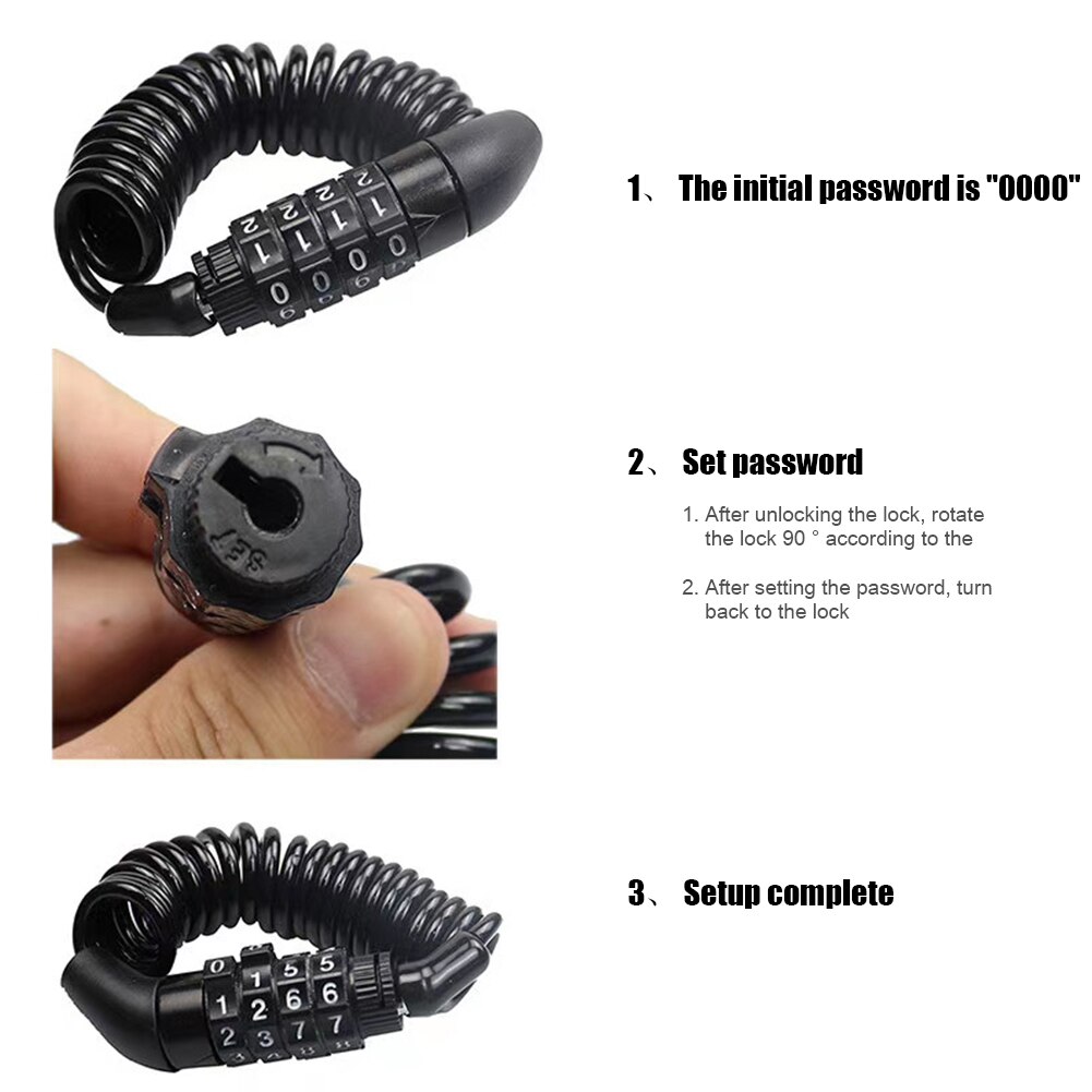 Verrou de casque avec mot de passe, avec câble en acier, cadenas pour vélo, Anti-vol, accessoires pour moto, Scooter, vtt