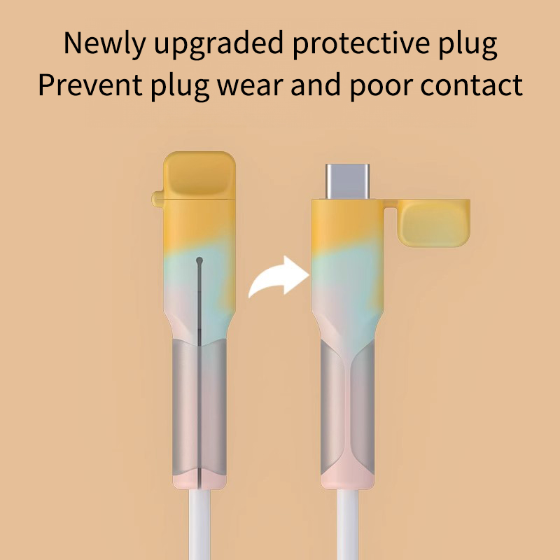 Charger Cable Protector, Type-C to Type-C/iPhone/USB A Silicone Charger Cord Protector, 2-in- Cord Protector with Cable Winder