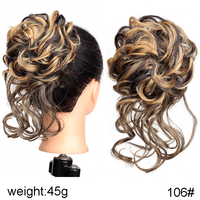 TALANG Synthetic Curly Donut Chignon With Elastic Band Scrunchies Messy Hair Bun Updo Hairpieces Extensions for Women