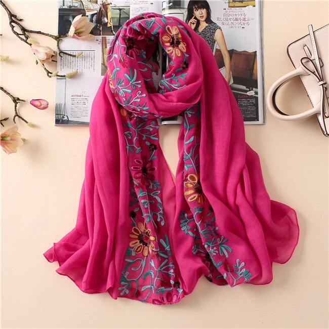 Chal de viscosa Floral bordado liso, bufanda de pañuelo indio, bufandas y chales de algodón con estampado, Foulard suave, gorro Hijab musulmán, 2022: YELLOW