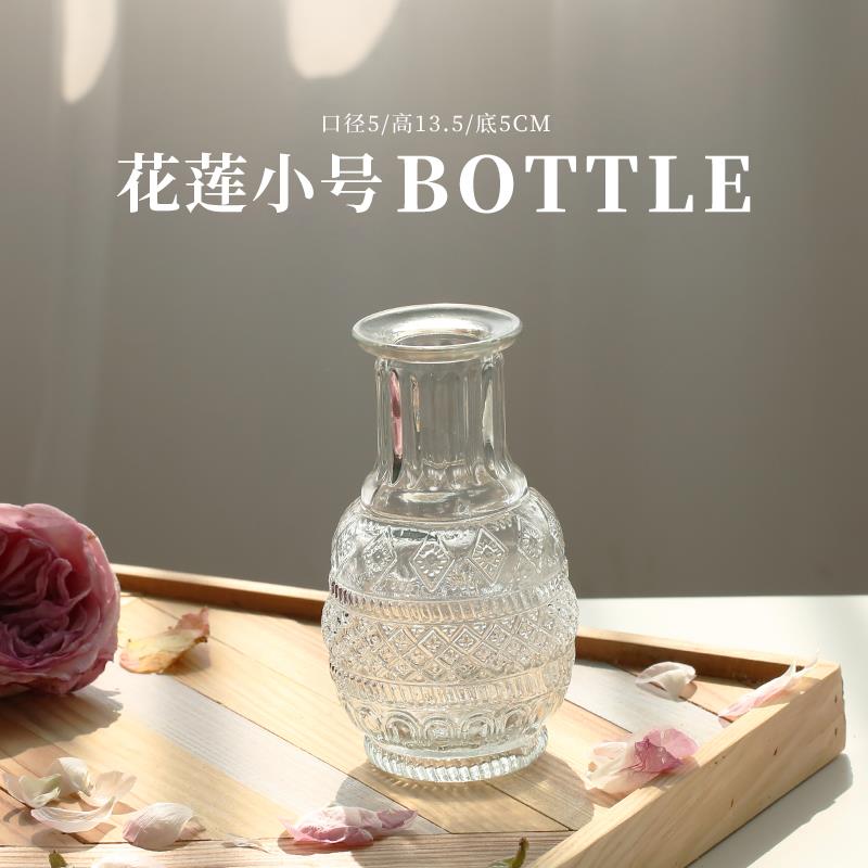 Maceta de estilo nórdico para decoración del hogar, Mini florero de vidrio, decoración transparente para sala de estar, romántico francés: C