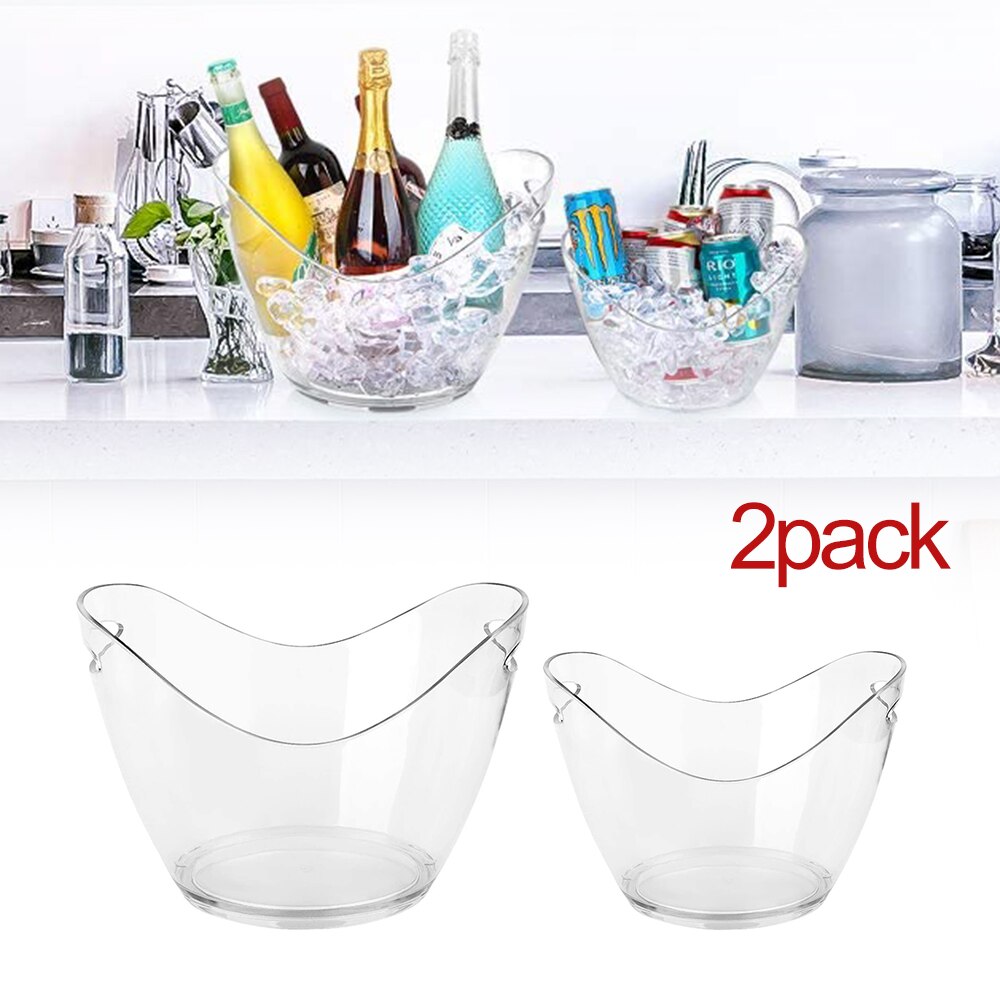 Eis Eimer Klar Acryl Kunststoff Wanne 8 Liter und 3,5 Liter Hält 5 Volle-Größe Flaschen 6 Dosen und eis Für Getränke Parteien: S und L