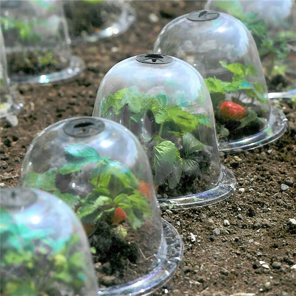 6PCS Reusable Garden Plant Cloche Plastic Greenhouse Garden Cloche Dome Plant Covers Frost Guard Freeze Protection For Garden