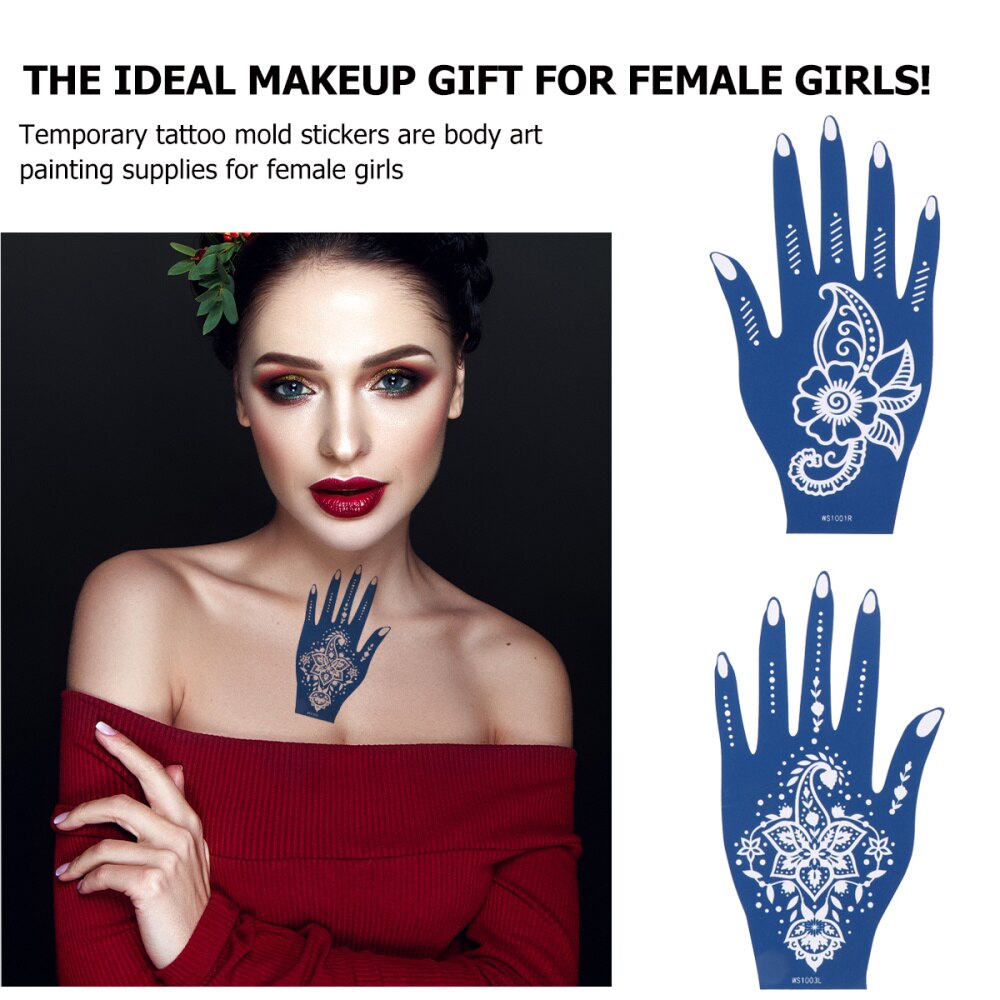 6Pcs Tatoeages Stencils Hollow Tattoos Tijdelijke Decoratieve Stencils Template Stickers Voor Body Vinger