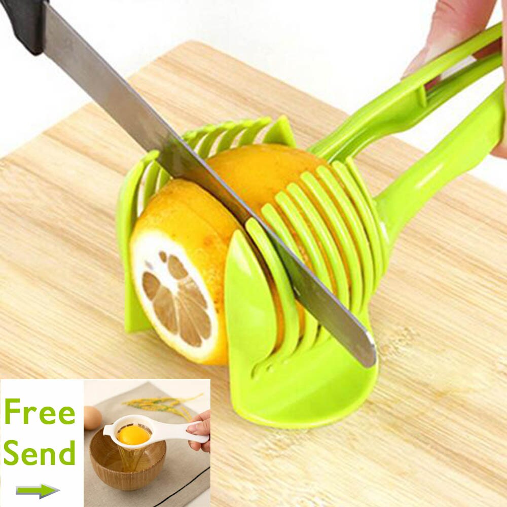 1 PC Plastic Groene Handleiding Snijmachines Tomaat Slicer Fruit Cutter Tomaat Citroen Cutter Assistent Slenterden Koken Holder Keuken Tool C