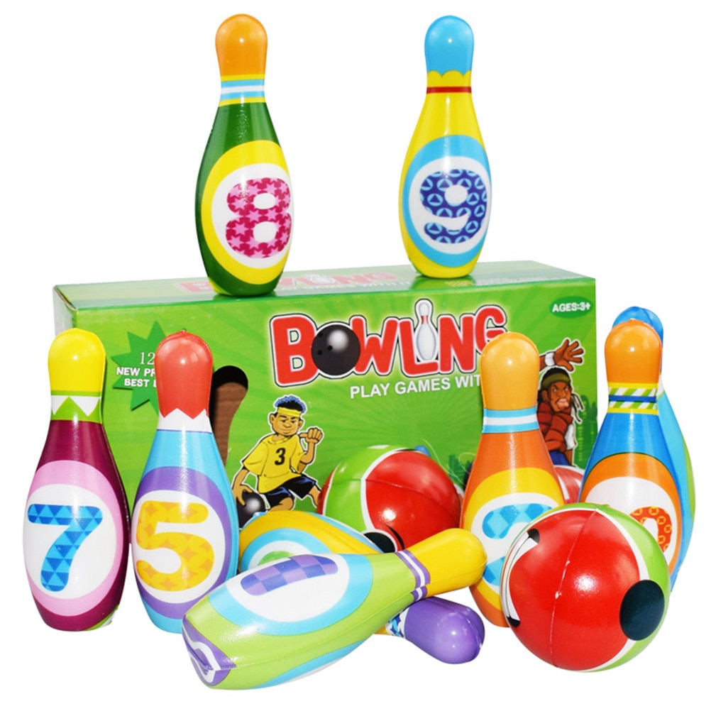 12 stk bowling legetøj bowling spil uddannelse udvikling sport indendørs og udendørs forældre-barn interaktivt sportslegetøj: Default Title