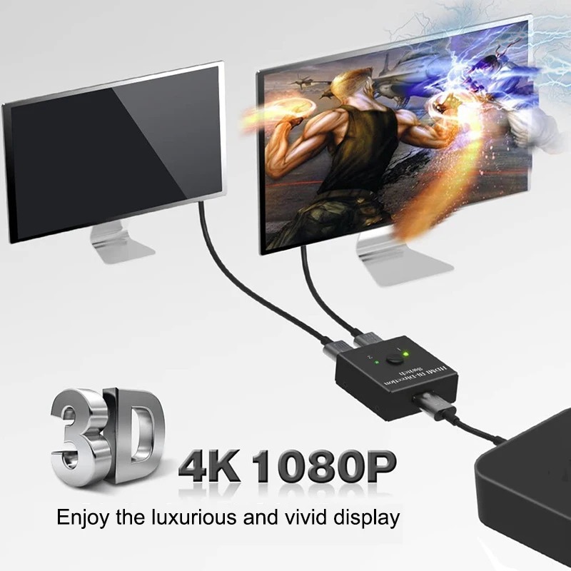 4K HD 60Hz bidirectionele switcher HDMI-compatibele switcher 2 in 1 uit 1 X 2 distributie voor pc-laptopprojector ﻿