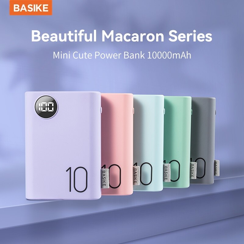 BASIKE-Mini banco de energía portátil PF23P, 10000mah, batería externa colorida, batería de repuesto para xiaomi, iphone y huawei