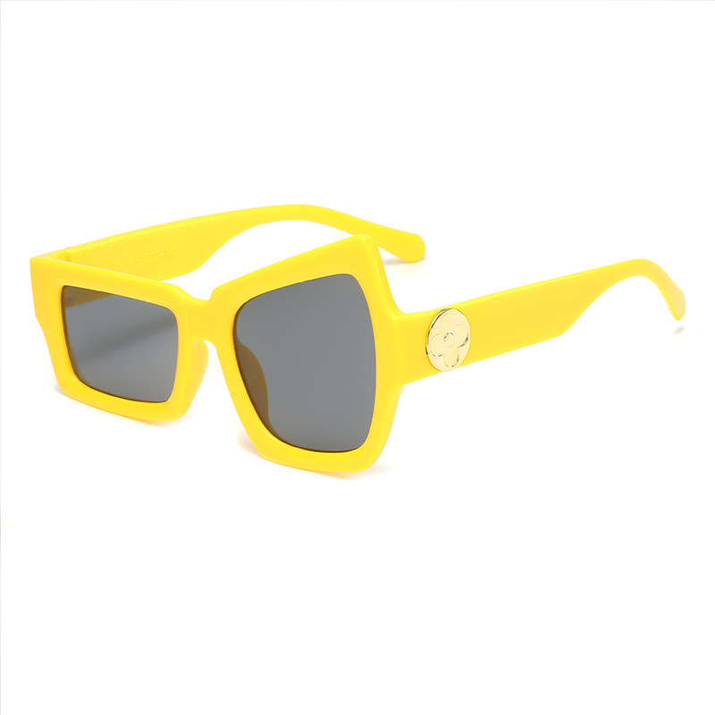 Occhiali divertenti con sopracciglia rialzate su un lato occhiali da suola anca salto moda personalità irregolare occhiali da suola UV400 per uomo donna: Arancione