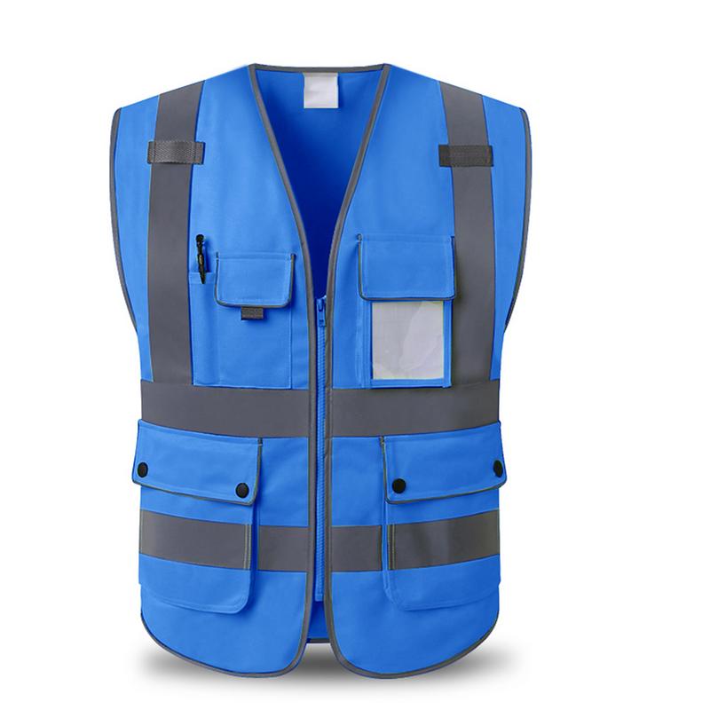 Reflecterende Vest Bouw Techniek Veiligheid Kleding Beschermende Verkeer Waarschuwing Groen Fluorescerend Auto Jas Veiligheid Vest: Blue / XL
