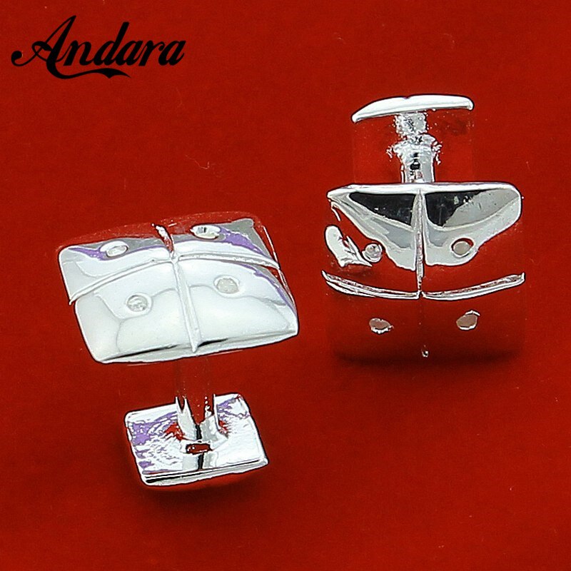 Men&#39;s Square Single Button Cufflinks Silver Jewelry Shirt Cufflinks for Women Men