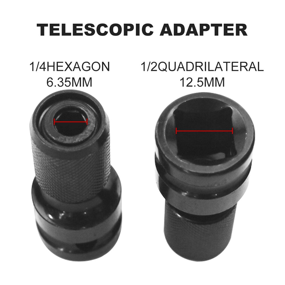 Llave de impacto hexagonal de 1/2 pulgadas a 1/4 pulgadas, conjunto de adaptador, convertidor de unidad de llave inglesa, herramienta de liberación rápida