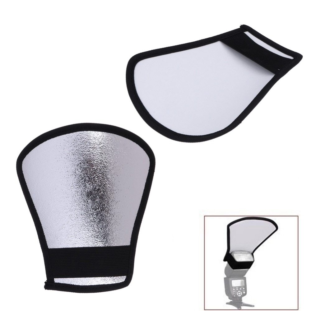 2 In 1 Zilver/Wit Camera Flash Diffuser Softbox Photo Flash Light Reflector Professionele Onderdelen Voor Canon/Nikon/Olympus Camera