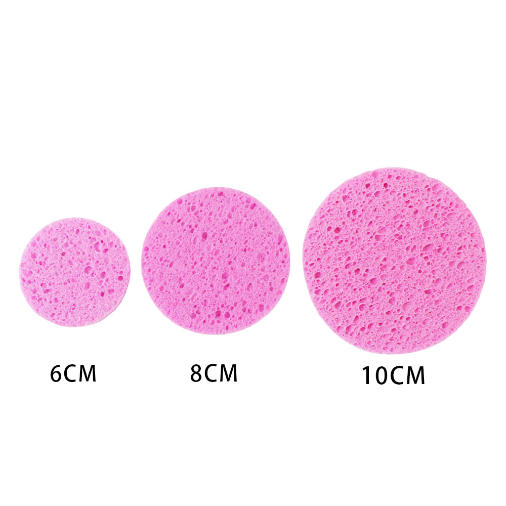 5/10 Uds 6/8/10cm herramienta removedora de maquillaje redonda para la cara esponja de pulpa de madera Natural compresa de celulosa esponja cosmética para lavado Facial
