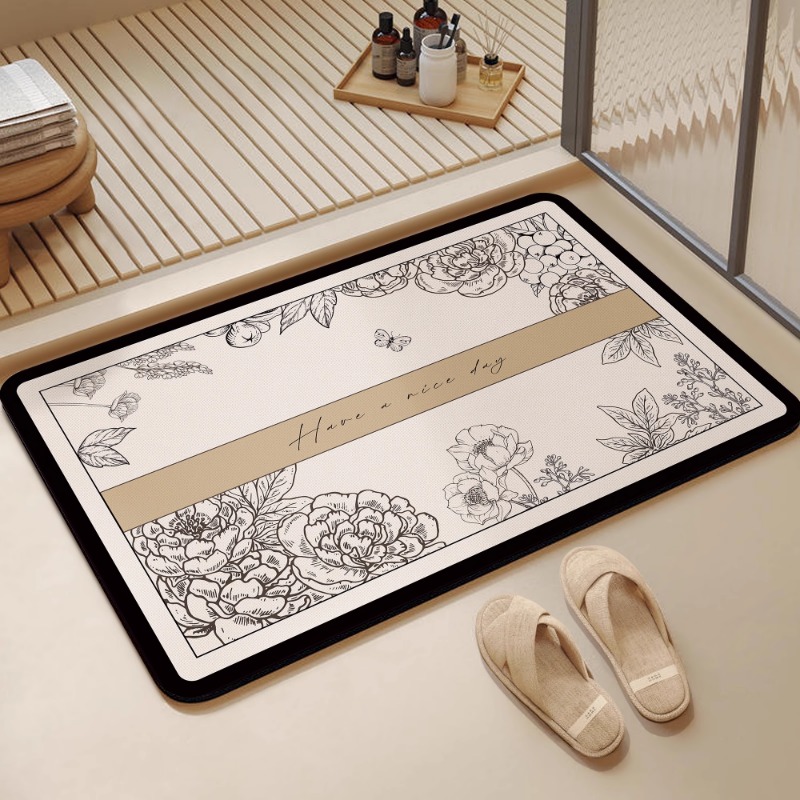 Alfombra de suelo de baño wabi, alfombra de suelo de inodoro de viento, estera absorbente fuerte de barro de diatomeas, alfombra antideslizante para puerta de baño