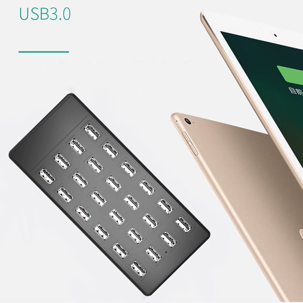 5V 20A 100W Usb Fast Charge Hub Plastic 24 Ports Smart Charging Station Usb Charger Mobile Phone Tablet Digital Adapter