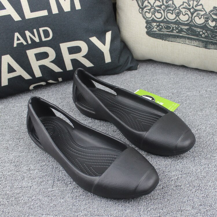 Sommar kvinnor plast sandaler lägenheter skor för kvinnor tjejer dam mule träskor tofflor slip on svarta trädgård träskor odödlig anna  w8: Svart / 7