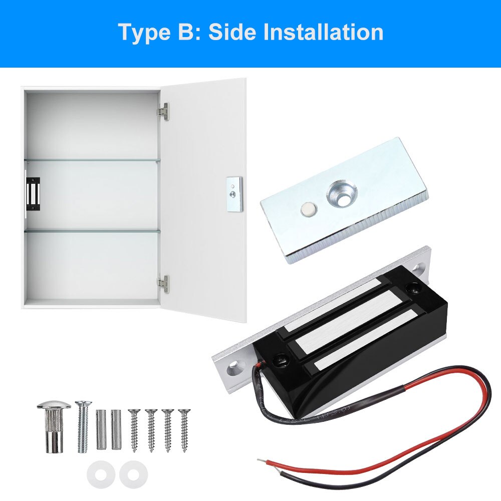 60 kg (100 lbs) elektrisches Magnetschloss, Schrankschloss, elektromagnetisches elektronisches Türschloss, ausfallsicher, DC12 V, für Zugangskontrollsystem: Weiß